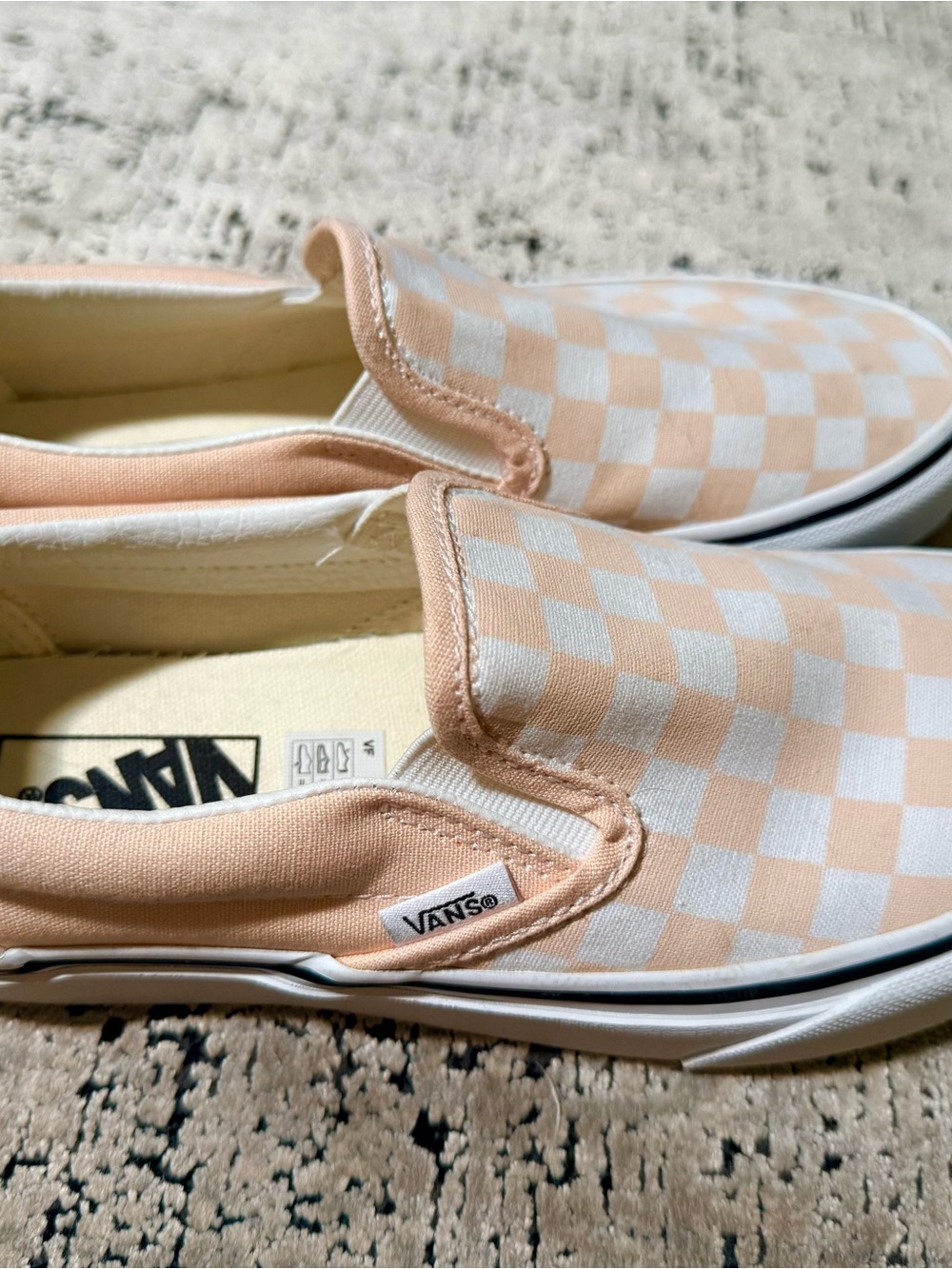 Vans Slip-On Checkerboard Sneakers in Peach and White 71/2 - Picture 3 of 6